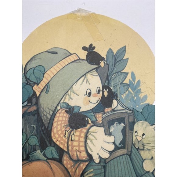 Vintage Halloween Decorations Hallmark Cardstock Decor Pumpkin Cat Scarecrow - Picture 4 of 5